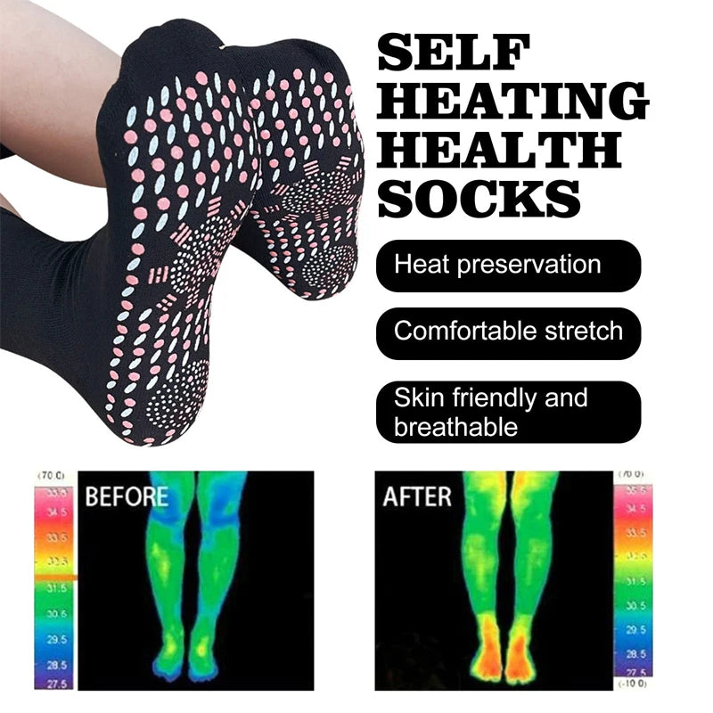 4Pairs Tourmaline Self-Heating Socks - Thermal Health Care Short Magnetic Therapy Sock