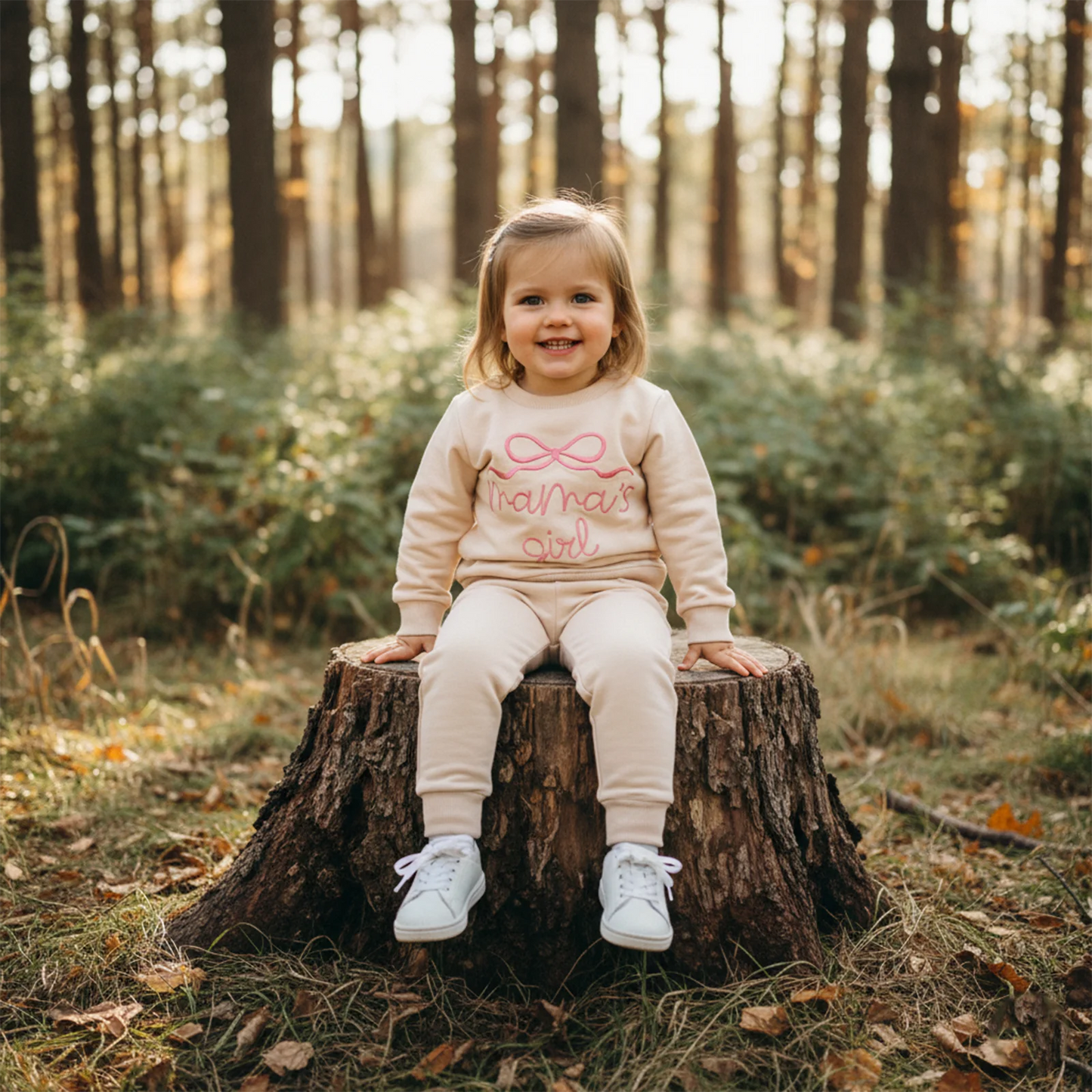 Toddler Baby Girls Outfit Set - Bow Letter Embroidered Sweatshirt & Pants 0-3Y