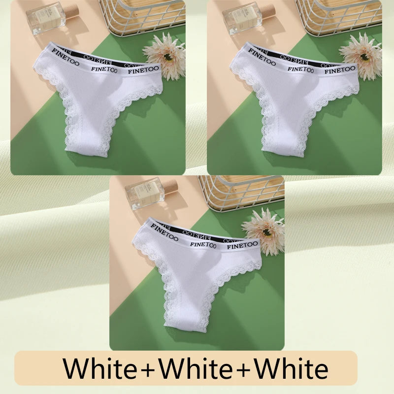 Women's Cotton Lace Low Waist Underwear Thongs G-String Lingerie
