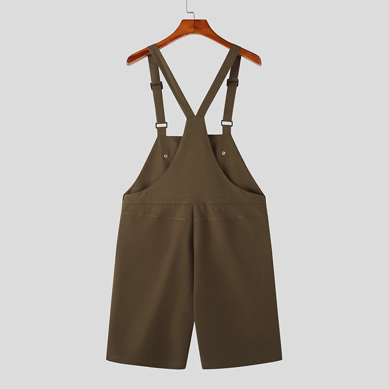 Men's Sleeveless Suspender Overalls Shorts