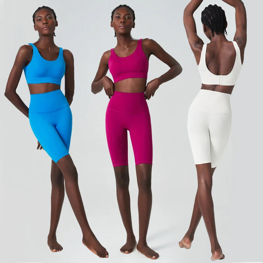 Women's 2-Piece Super Stretch Fitness Set - Short Top & Shorts Yoga Suit