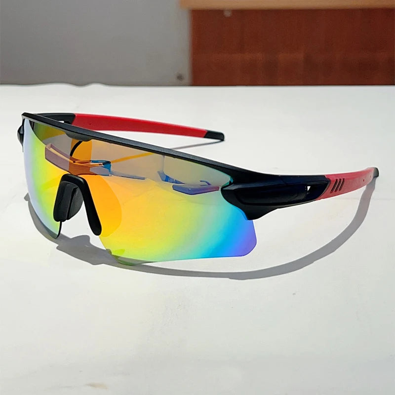 Men's Sports Goggle  Semi Rimless Mirror Outdoor Cycling Sunglasses Wrapped Round Windproof Shades for Fishing