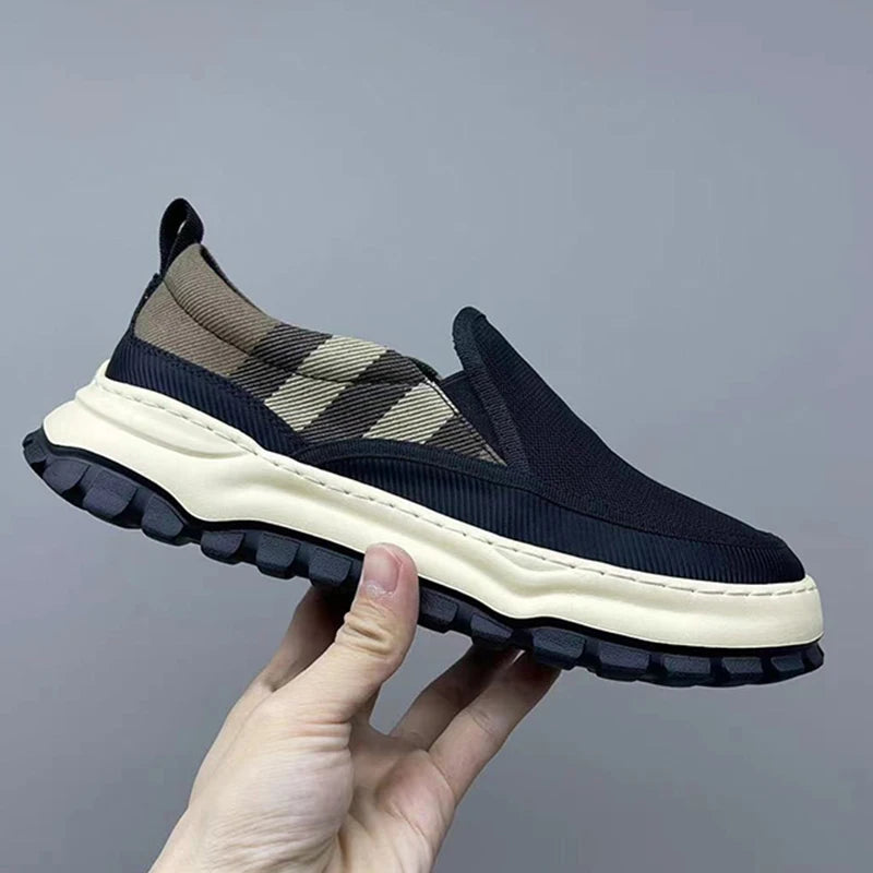 Men's Casual Platform Sneakers - Breathable Slip-On Tennis Shoes