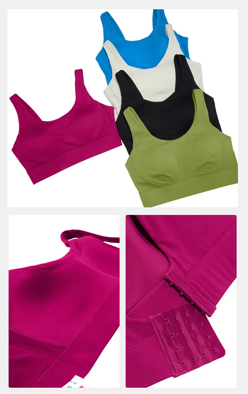 Women's Fitness Sports Bra | Nylon Lycra | Back Buckle | Fixed Chest Pads | Anti-Friction | 5 Colours | S–XL