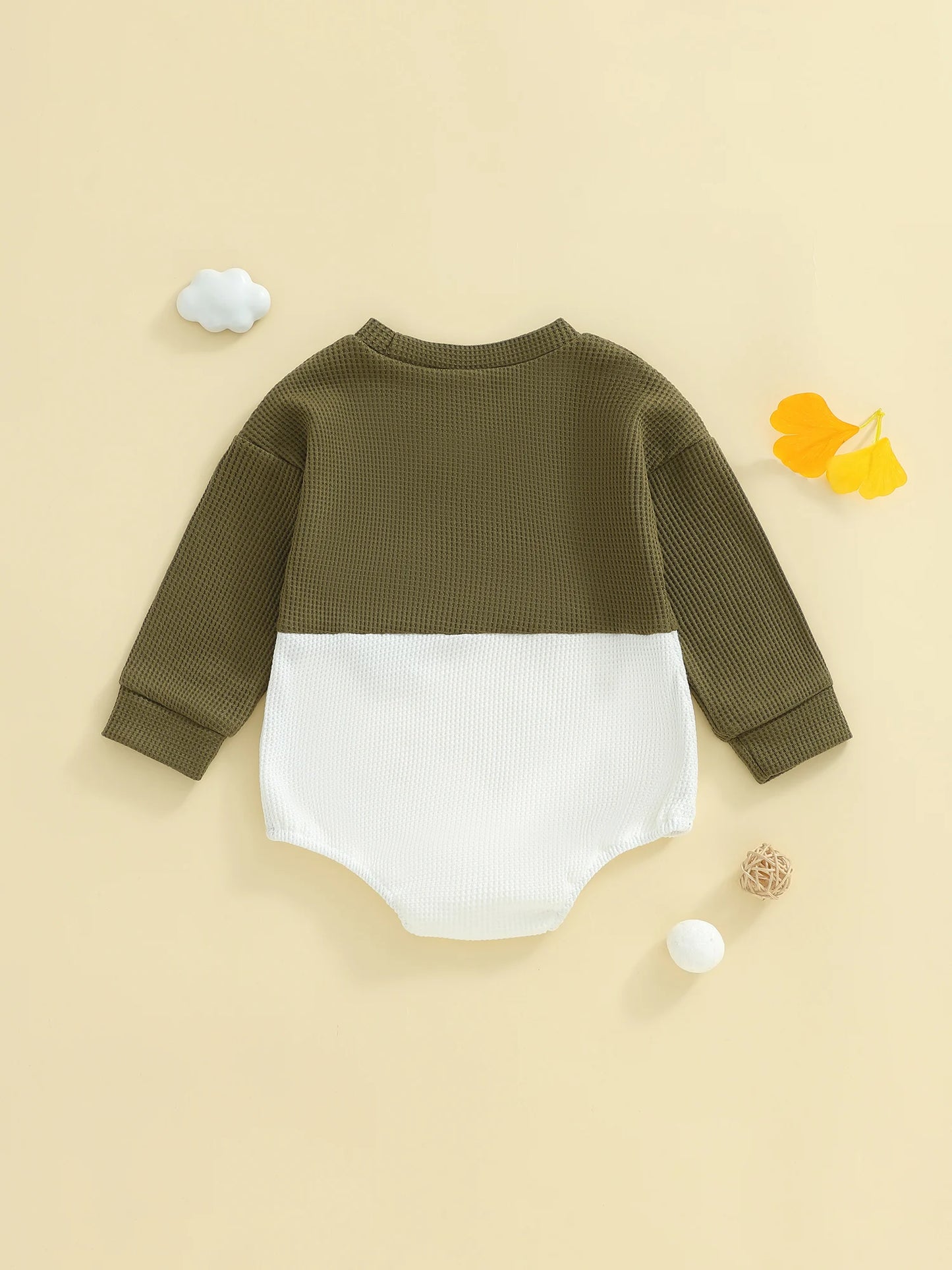 Baby Boys Bubble Romper - Contrast Color Long Sleeve Jumpsuit for Autumn Winter (0-18M)