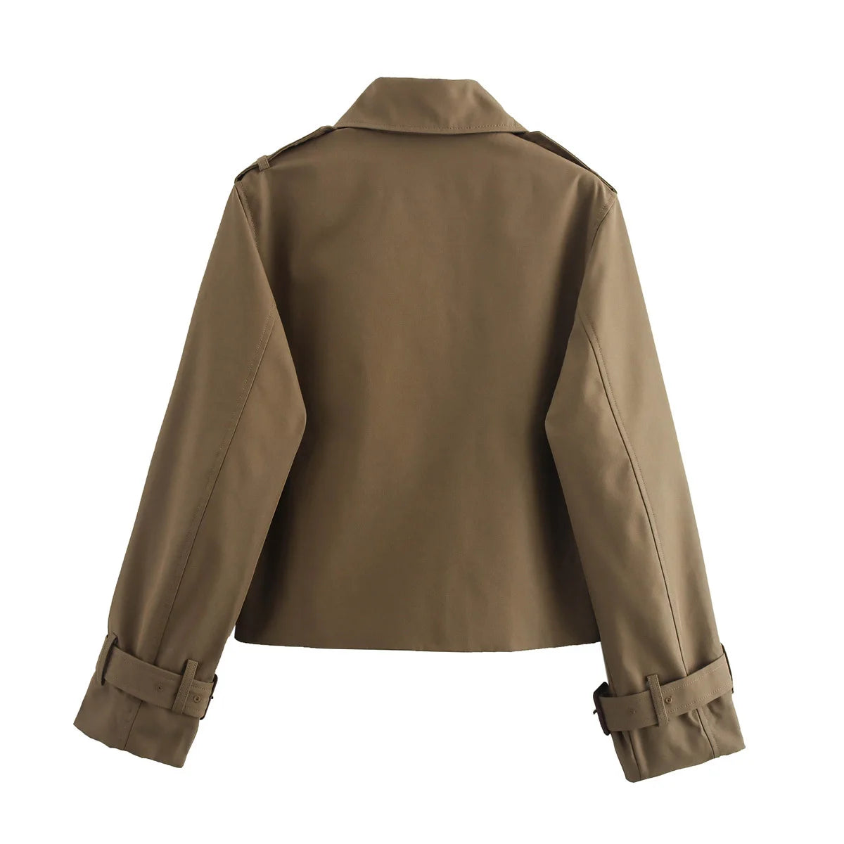 Cropped Trench Coat - Double Breasted Vintage Short Jacket