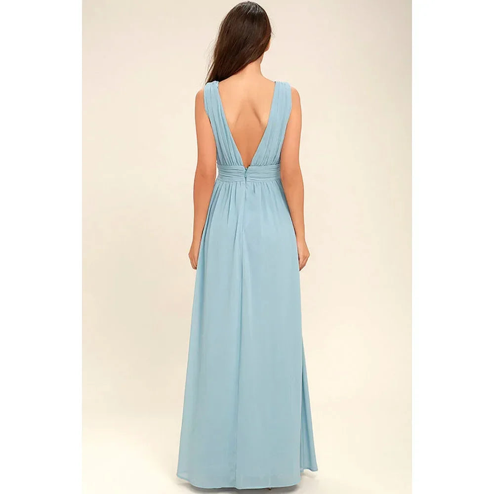 Women Backless Mesh Long  maxi Summer Dress