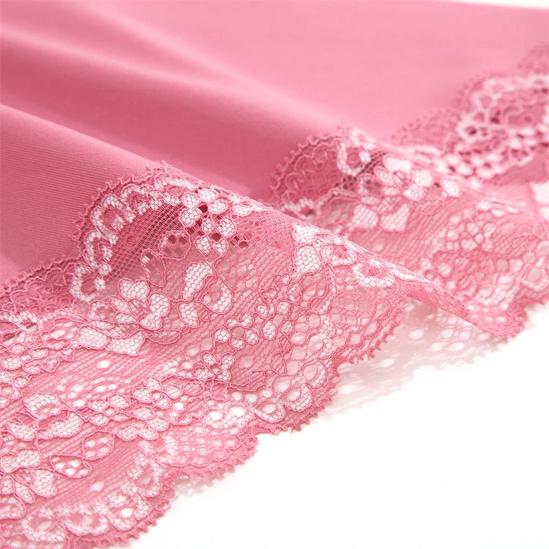 Women's 2Pcs Seamless Stretch Underwear Lace Floral Panties Recycled Materials Breathable Briefs Low Waist Comfort Lingerie