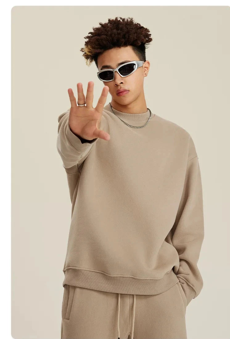 Unisex Round Neck Oversized Sweatshirt and Joggers Set