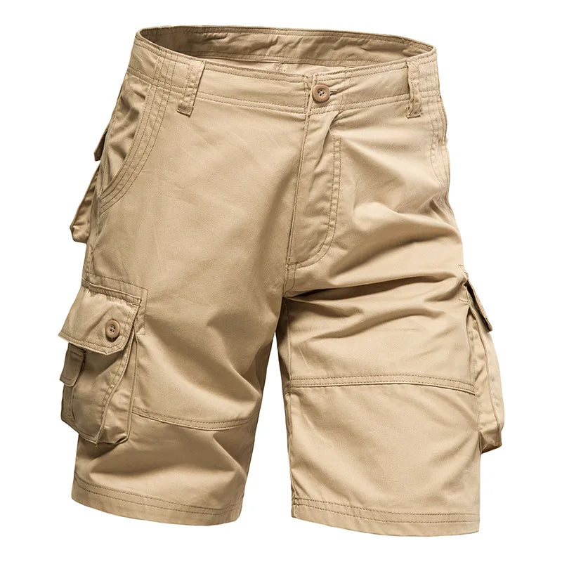 Men's Cotton Cargo Shorts - Multi Pocket Knee Length Summer Shorts