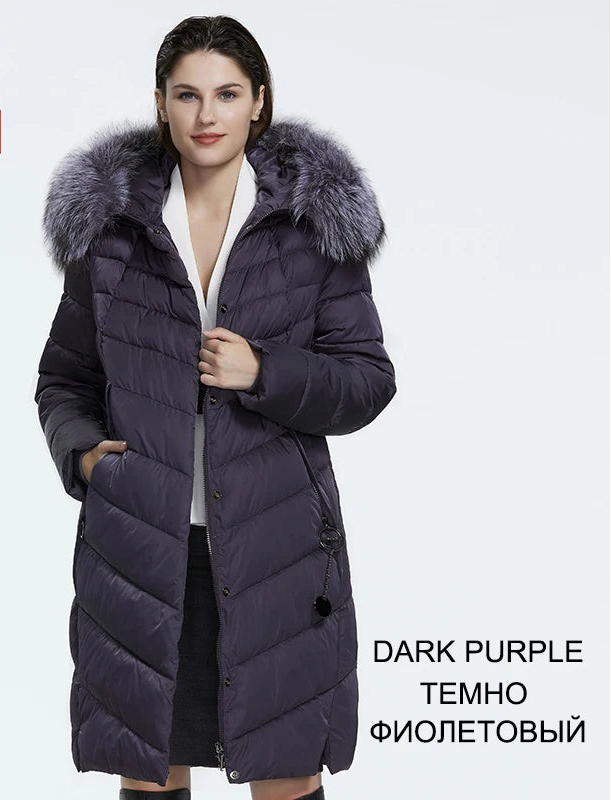 Plus Size Winter Down Jacket with Fur Collar