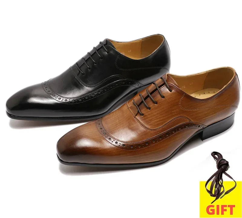 Men's Genuine Leather Oxford Brogues - Italian Style