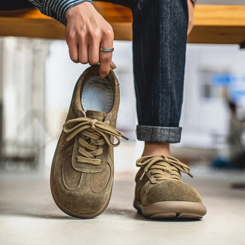 Men's Suede Leather Lace-up Flat Shoes