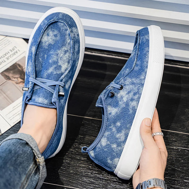 Men's Denim Casual Sneakers - Soft Skateboard Trainers