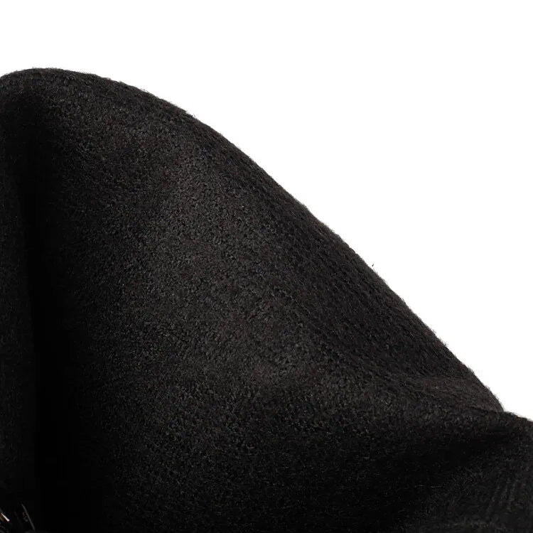 Faux Suede Ankle Boots - 5cm Flat Heel with Belt Buckle Detail