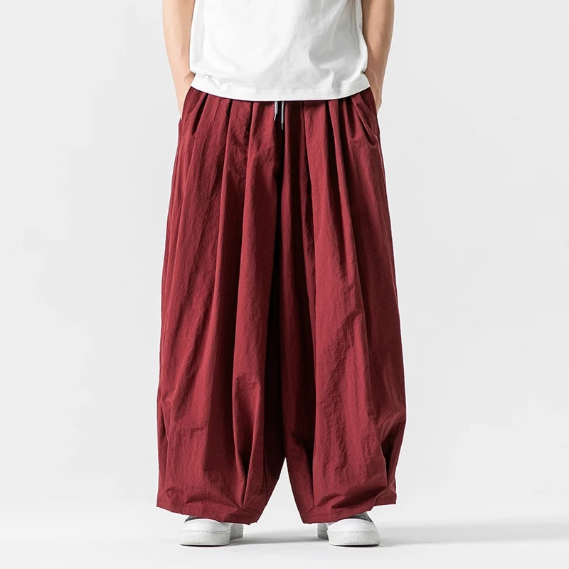 Men's Wide leg Pants Trousers  Loose Elastic Waist Pants