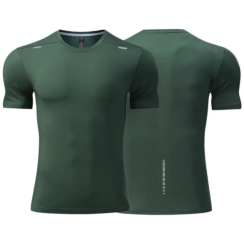 Men's Summer Loose Breathable Short Sleeve Quick Dry Running Fitness  Muscle T-Shirt