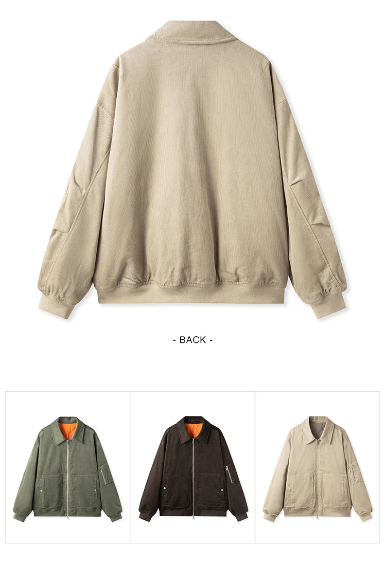 Men's Corduroy Pilot Jacket - Thick Oversize Cotton Winter Jacket