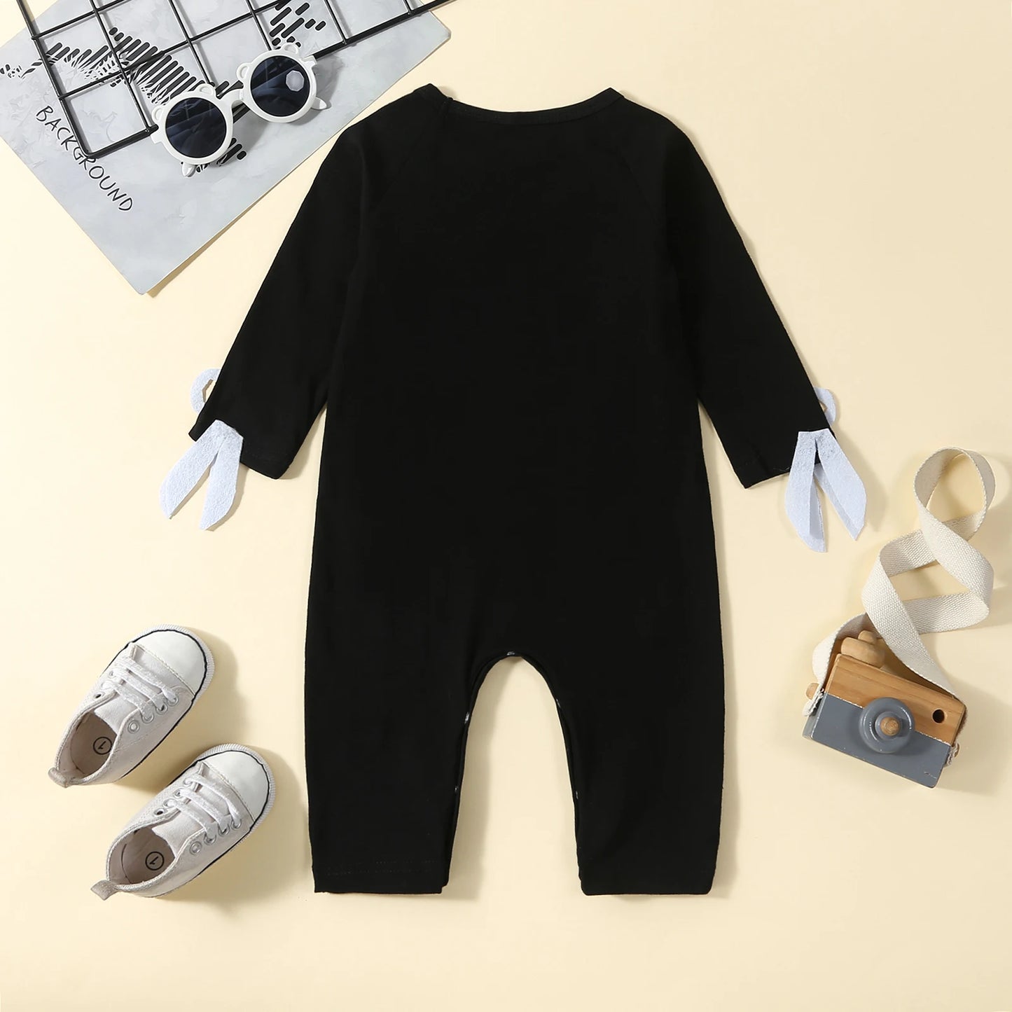 0-3Y Baby Boys Girls Jumpsuits Long Sleeve Patchwork Solid Button Romper Scissors fingers  Costume