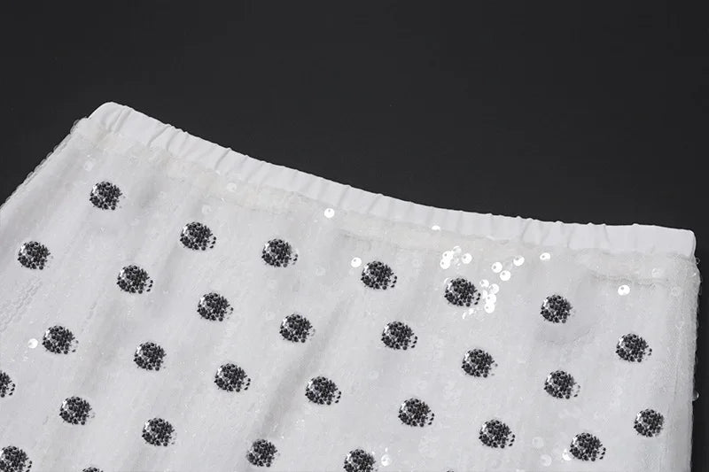Women's Sequined Dots Lace Trim Y2K Mini Skirt - Low Rise Summer Bottom