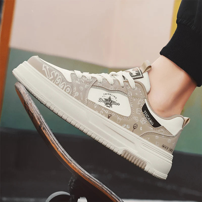 Men's Casual Versatile Platform Skateboard Lace Up Sneakers