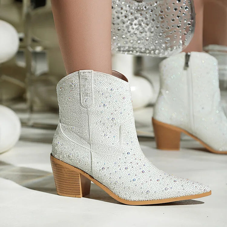 Pearl Pointed Toe Ankle Boots