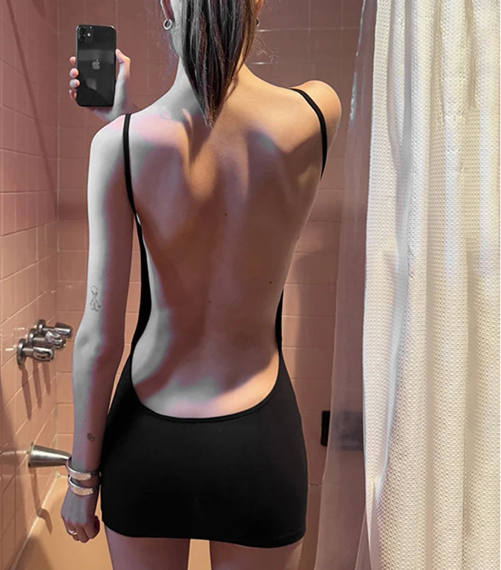 Spaghetti Strap Mini Dress - Backless Bodycon Party Dress