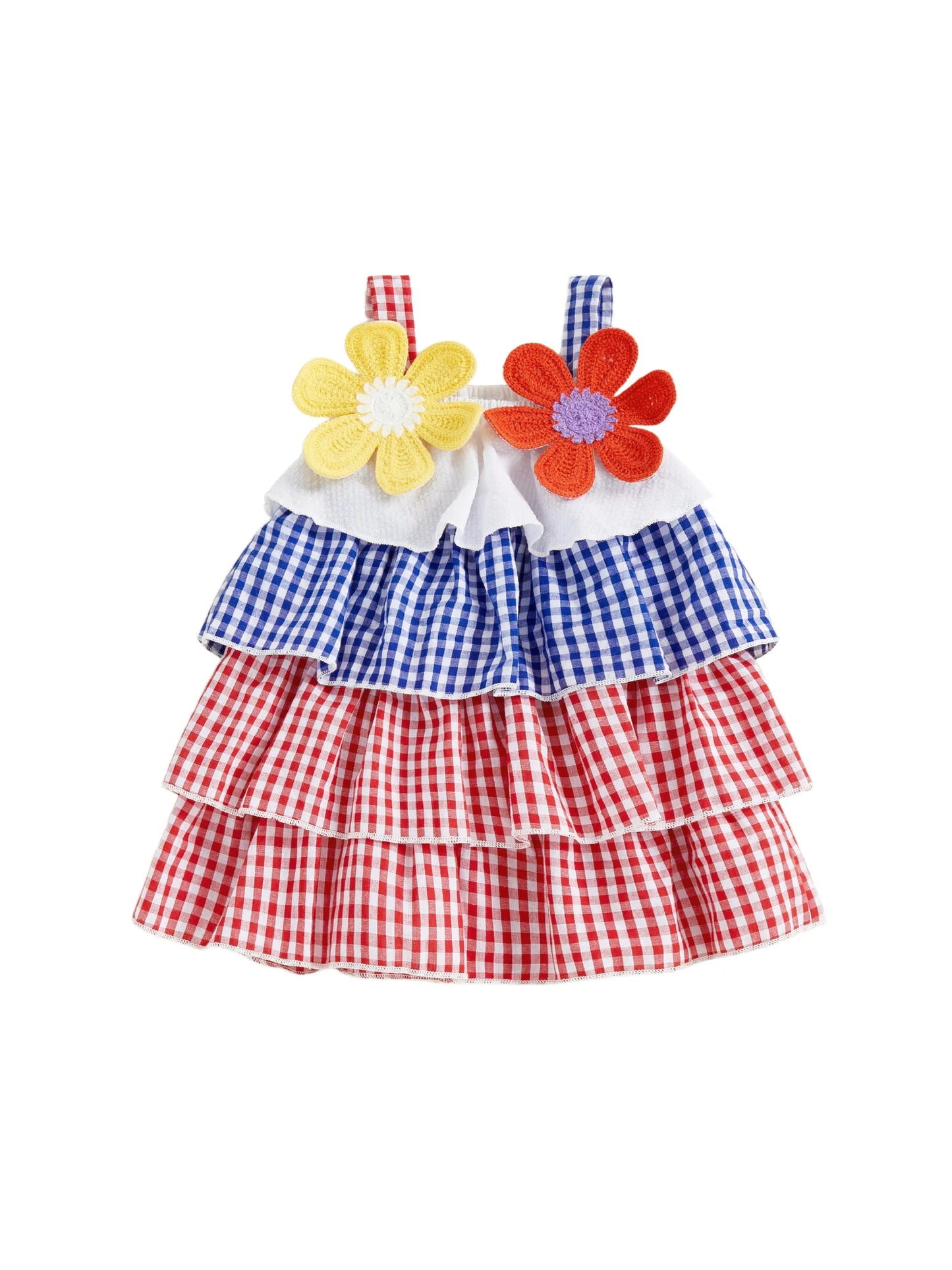 Baby Girls' Plaid Ruffle Floral Cami Dress