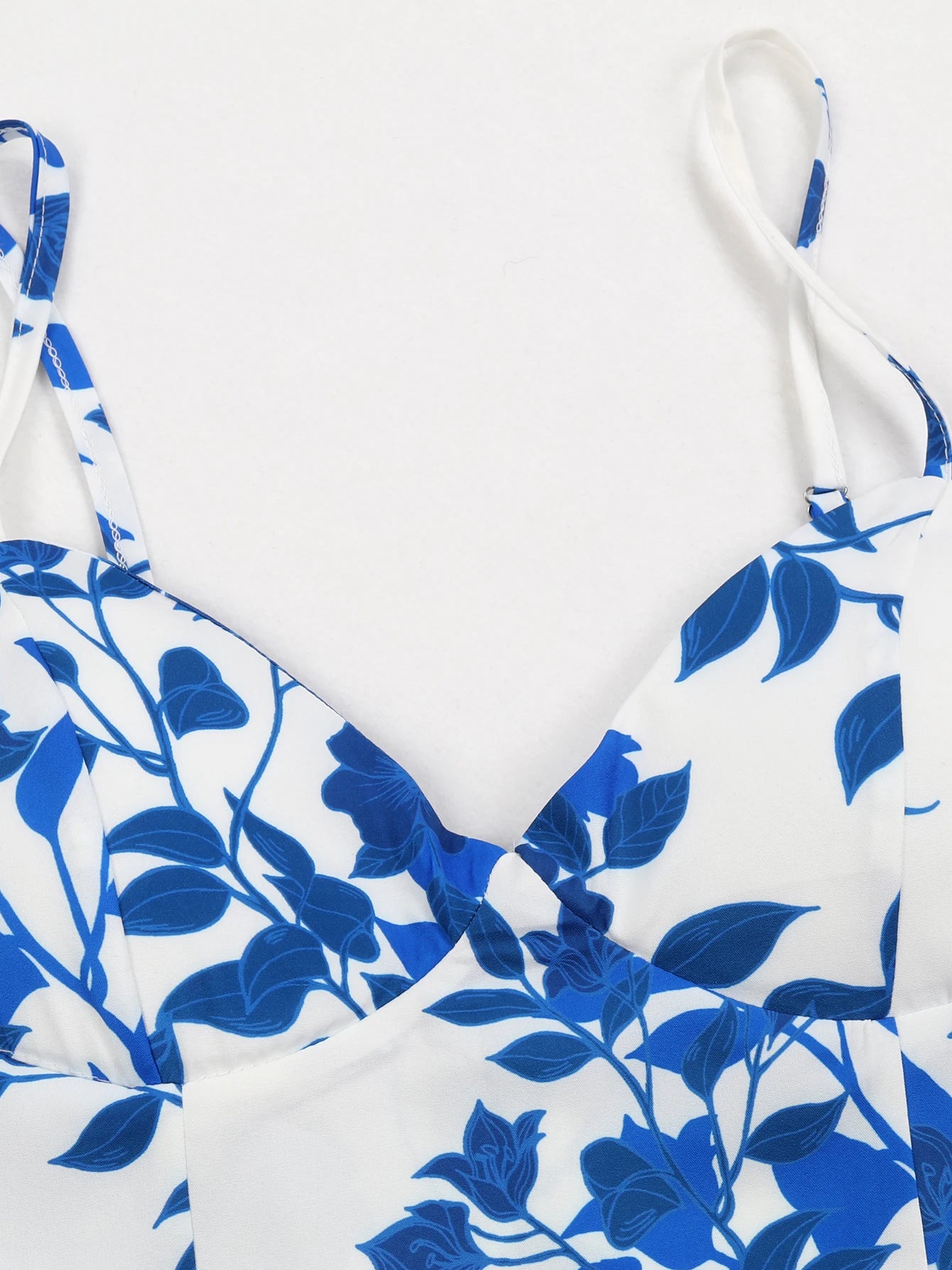 Women's Summer Print Long Lace Up Sling Party Pattern Straps Hollow Out V-Neck Beach Dress