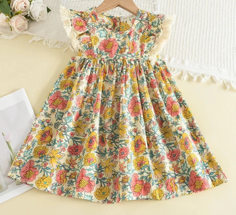 Children's Girls Floral Flowers Costumes Sleeveless Toddler Dress