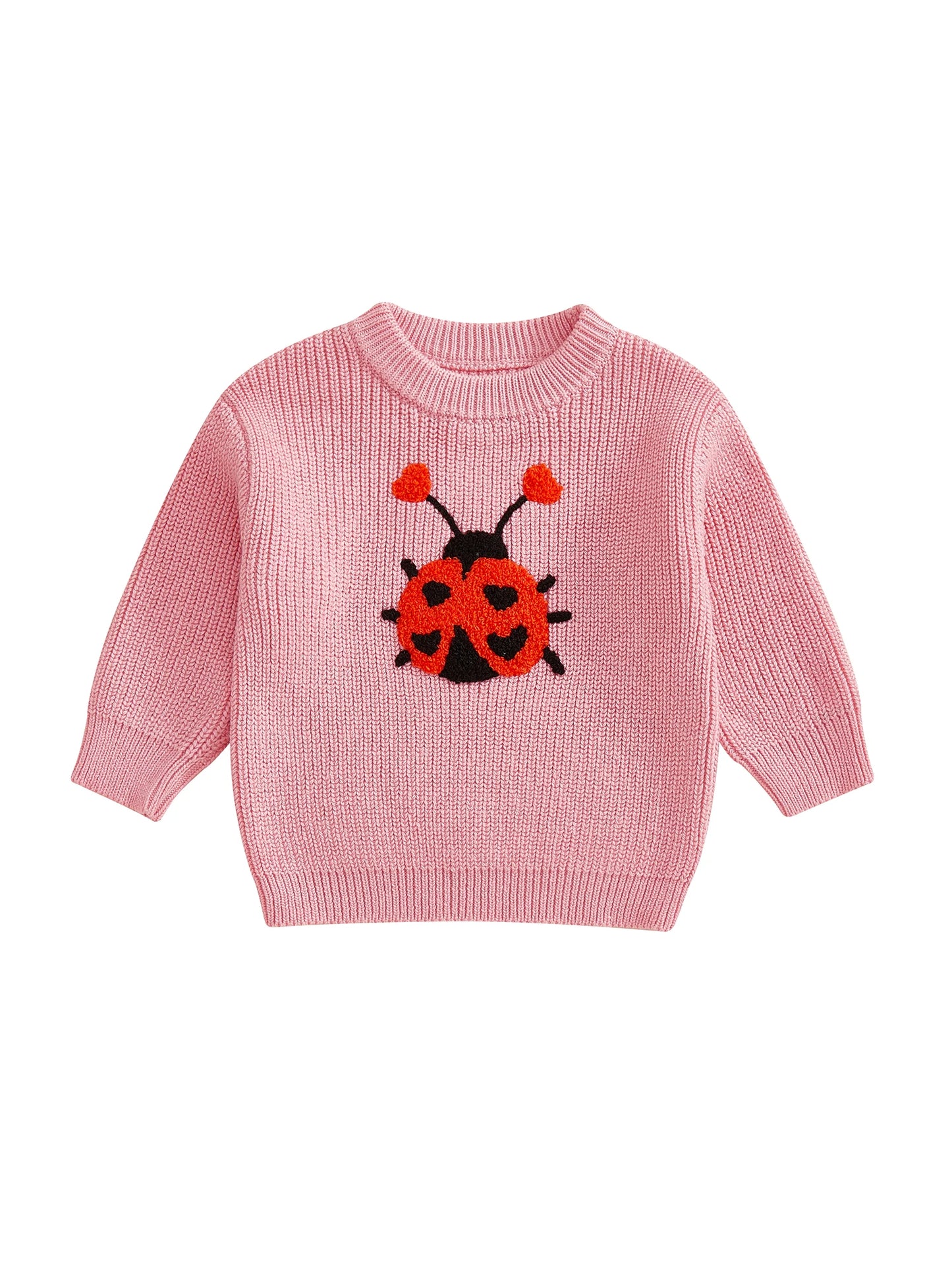 Baby & Toddler Knit Sweater - Ladybug Embroidery Pullover