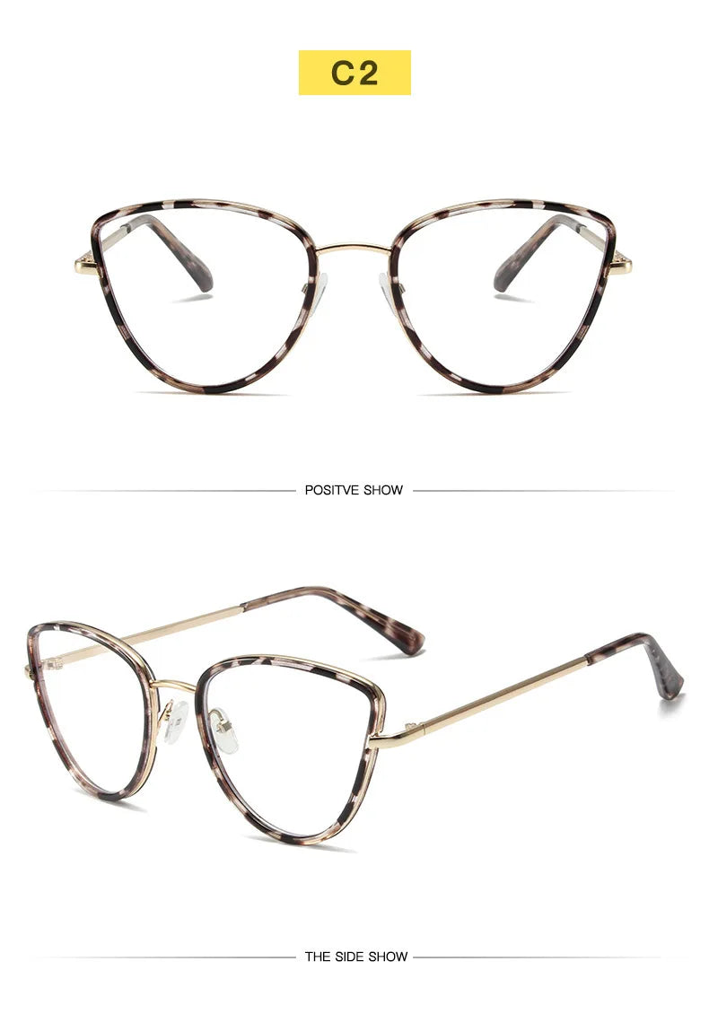 Fashion Cat Eye Eyeglass Frame - Anti Blue Light Prescription Compatible for Women