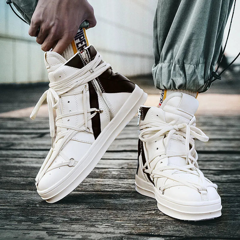 Men's Casual High-top Sports Strap Design Sneakers