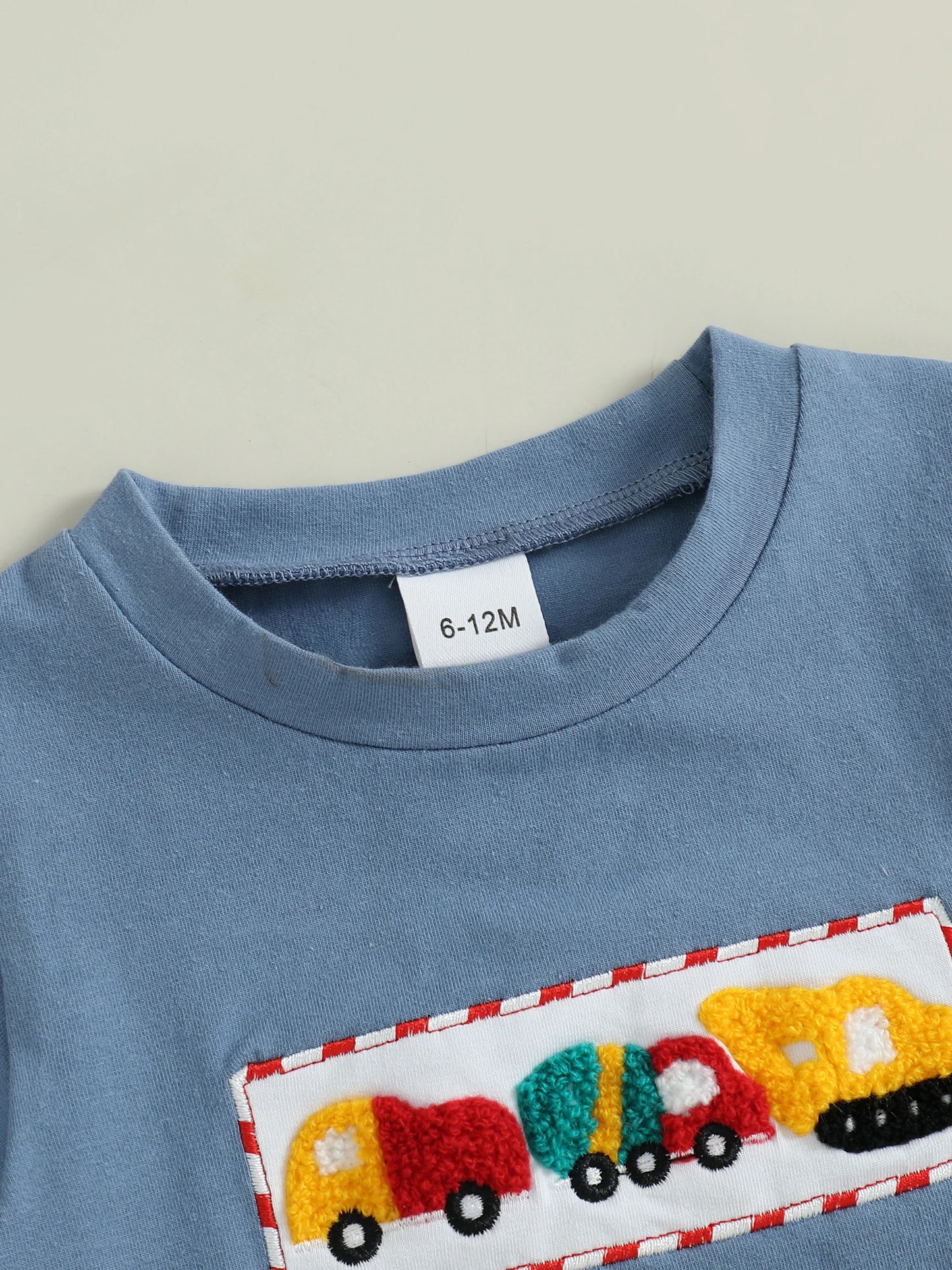 0-4Y Toddler Kids Boys Summer Clothes Sets Car Embroidery Short Sleeve Round Neck T-Shirts Plaid Elastic Waist Shorts