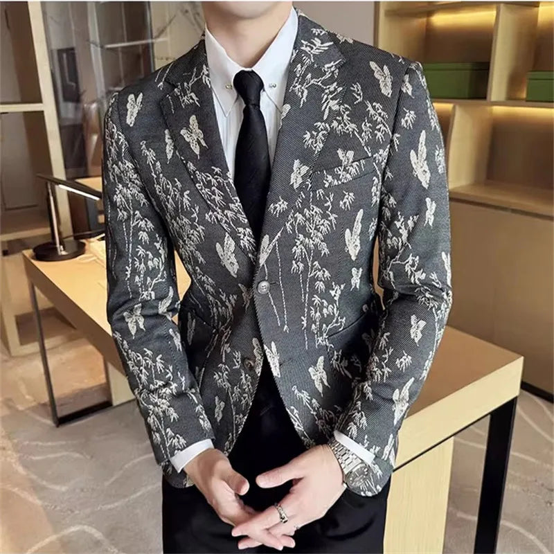 Men's Print Slim Fit Blazer Jacket