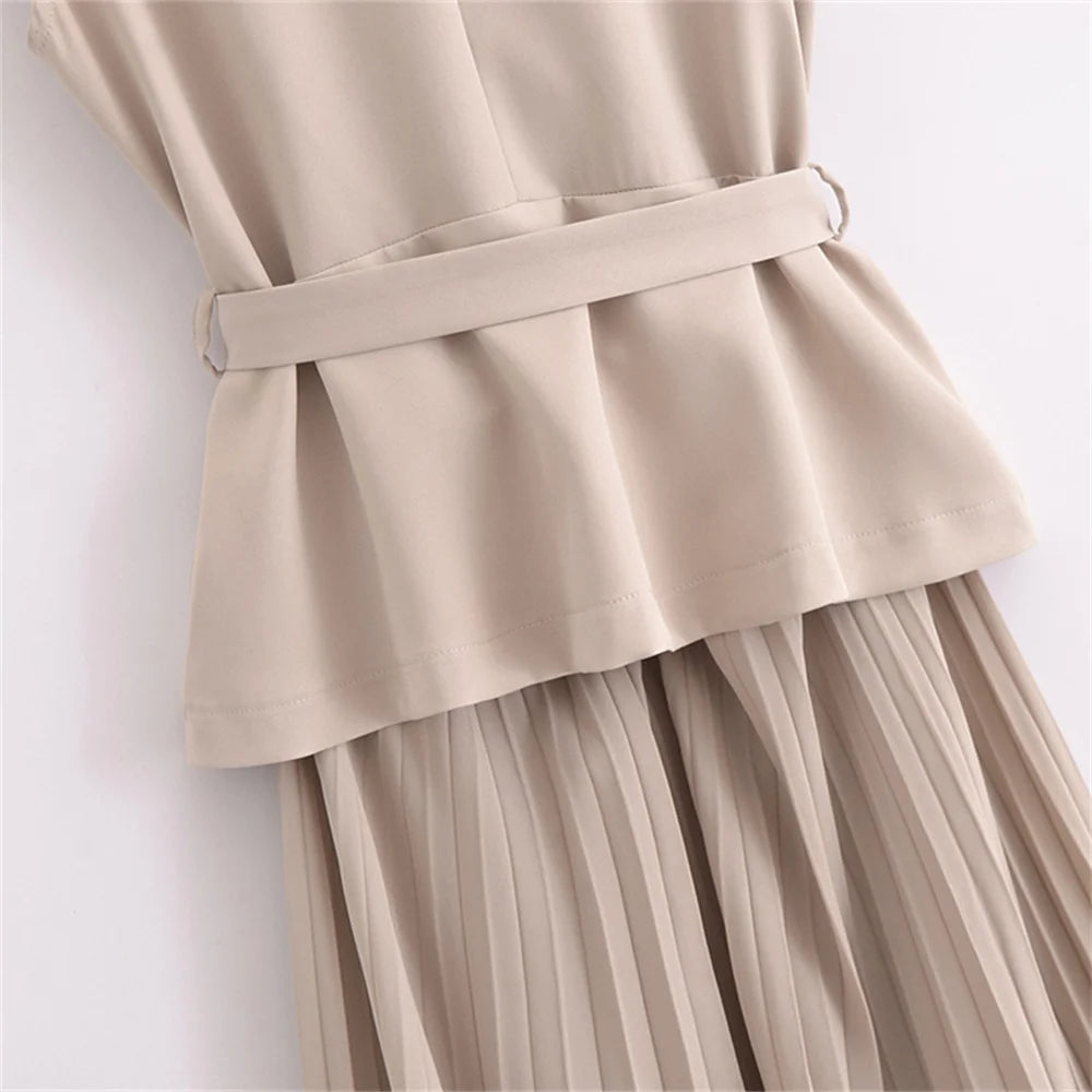 Women's  Summer Casual Temperament Small Pleated Sleeveless Dress