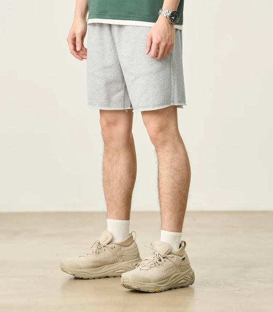 Men's Oversize Athletic Shorts - 390gsm Drawstring Raw Hem Running Shorts