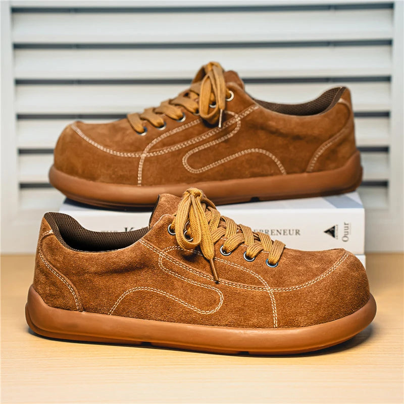 Men's Suede Leather Lace-up Casual Comfortable British Shoes