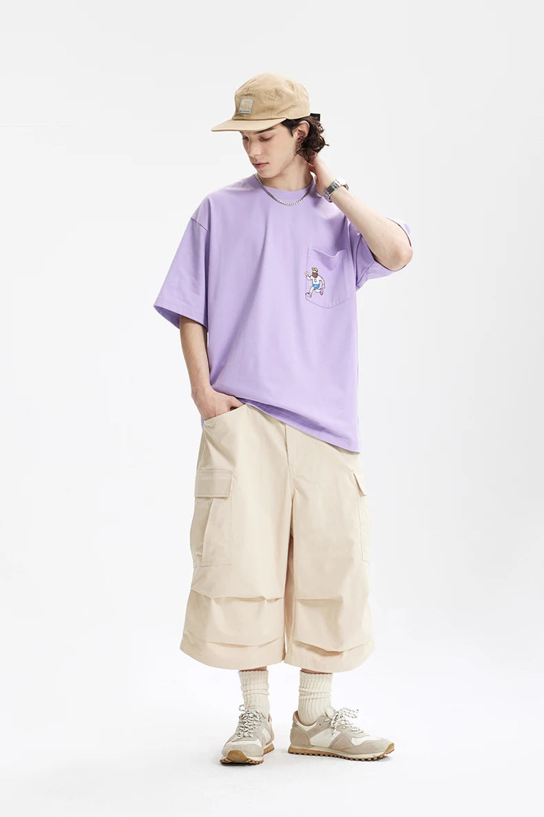 Unisex Sports Embroidered Pocket Tech Fabric Cool Touch Quick-Dry Short Sleeve T-Shirt