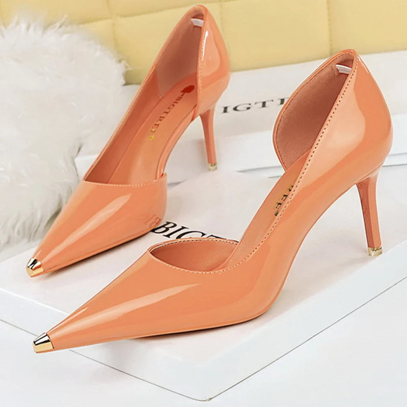 Patent Leather Metal Tip Pumps - Available in 7cm and 10.5cm Heel Heights