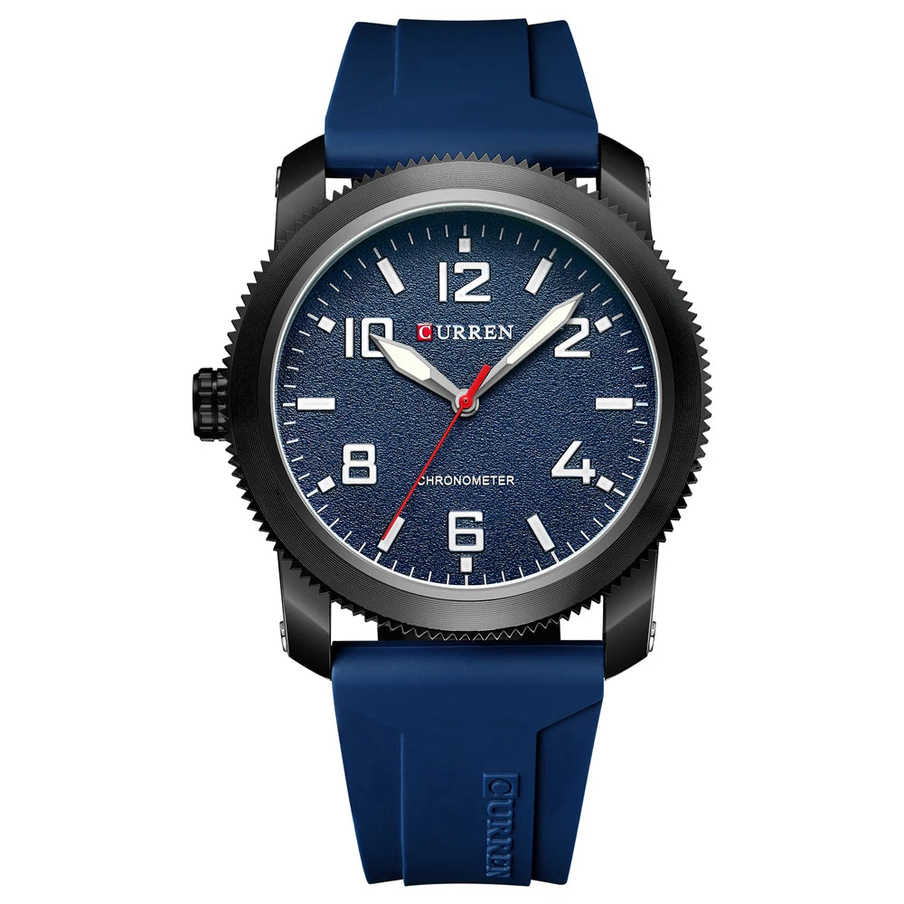Fashion Quartz Watch - Big Numeral Dial Business Wristwatch with Silicone Strap for Men