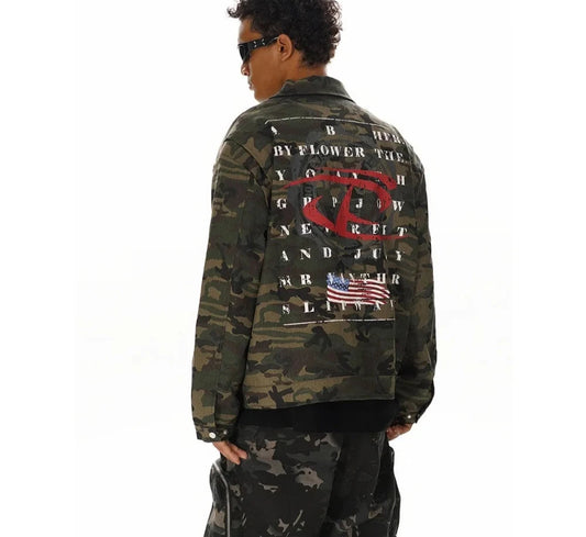 Men's Vintage Camouflage Detroit Varsity Jacket