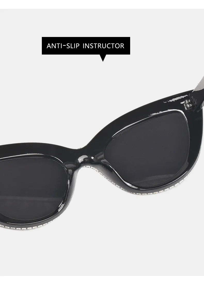 2 Pairs Vintage Cat Eye Sunglasses with Rhinestones Women Fashion Decor Shades Trendy Outdoor Sunglasses