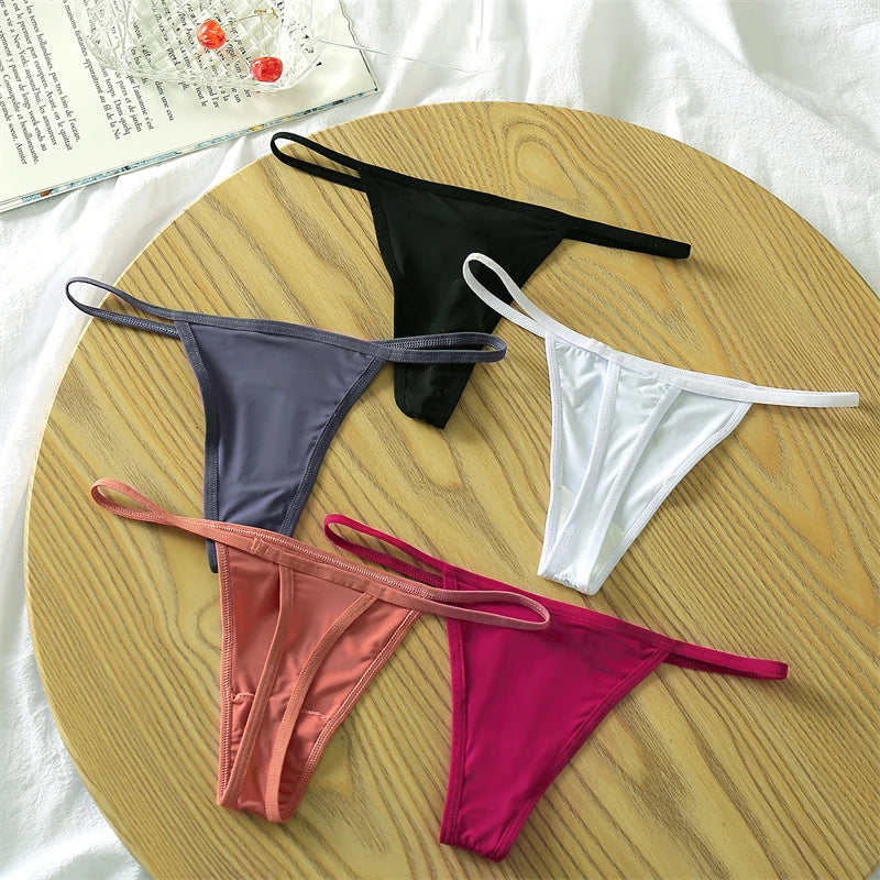 Women's Seamless Cotton Underwear - Low Waist Bikini & Thong Set