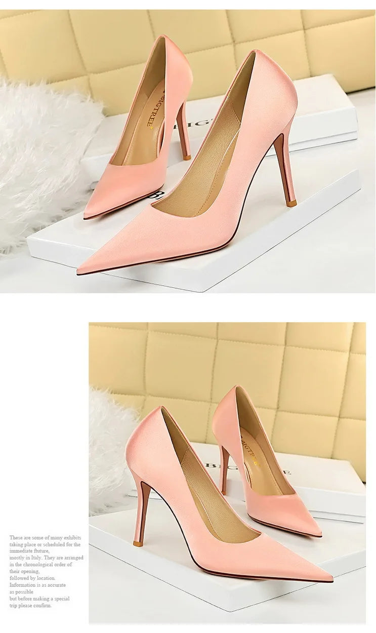 Silk Stiletto Pumps - Spring High Heels Plus Size Available