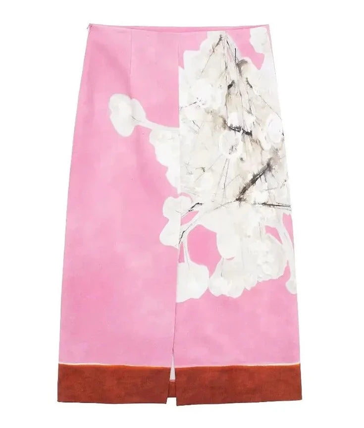 Women Floral Slim Patchwork Printed Skirt