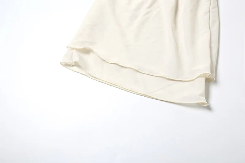 Women's Ruffled Tie Detail Flared Pants - Mesh Sheer Stretch Trousers