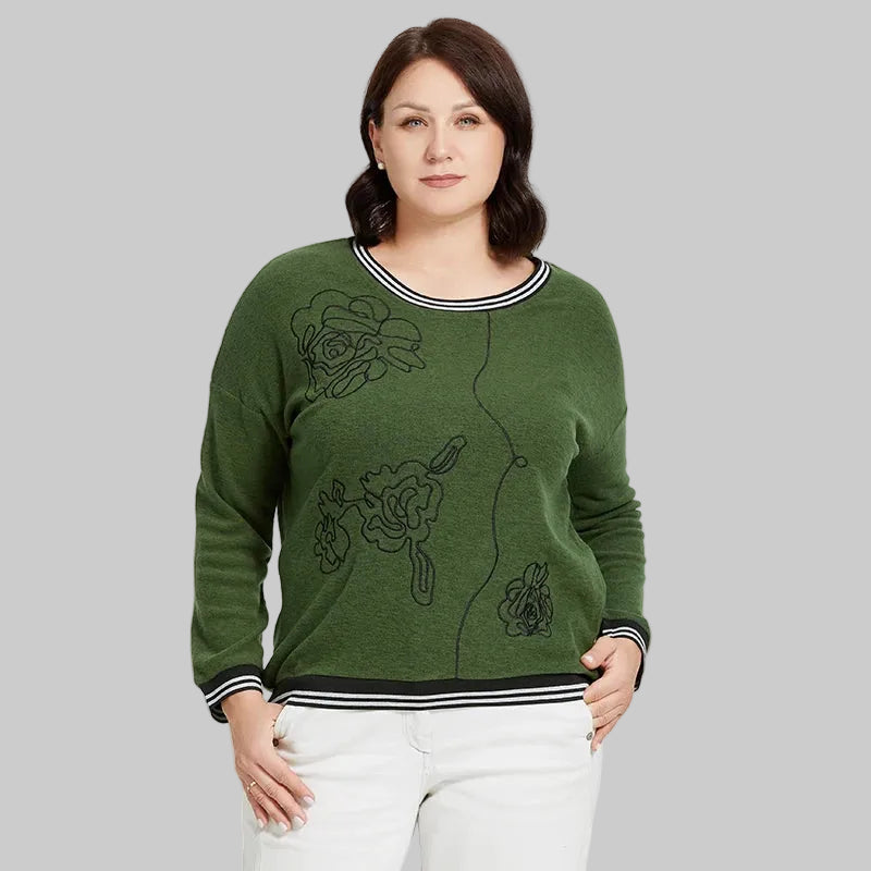 Women's Oversized Flower Embroidery Knitted Jumper