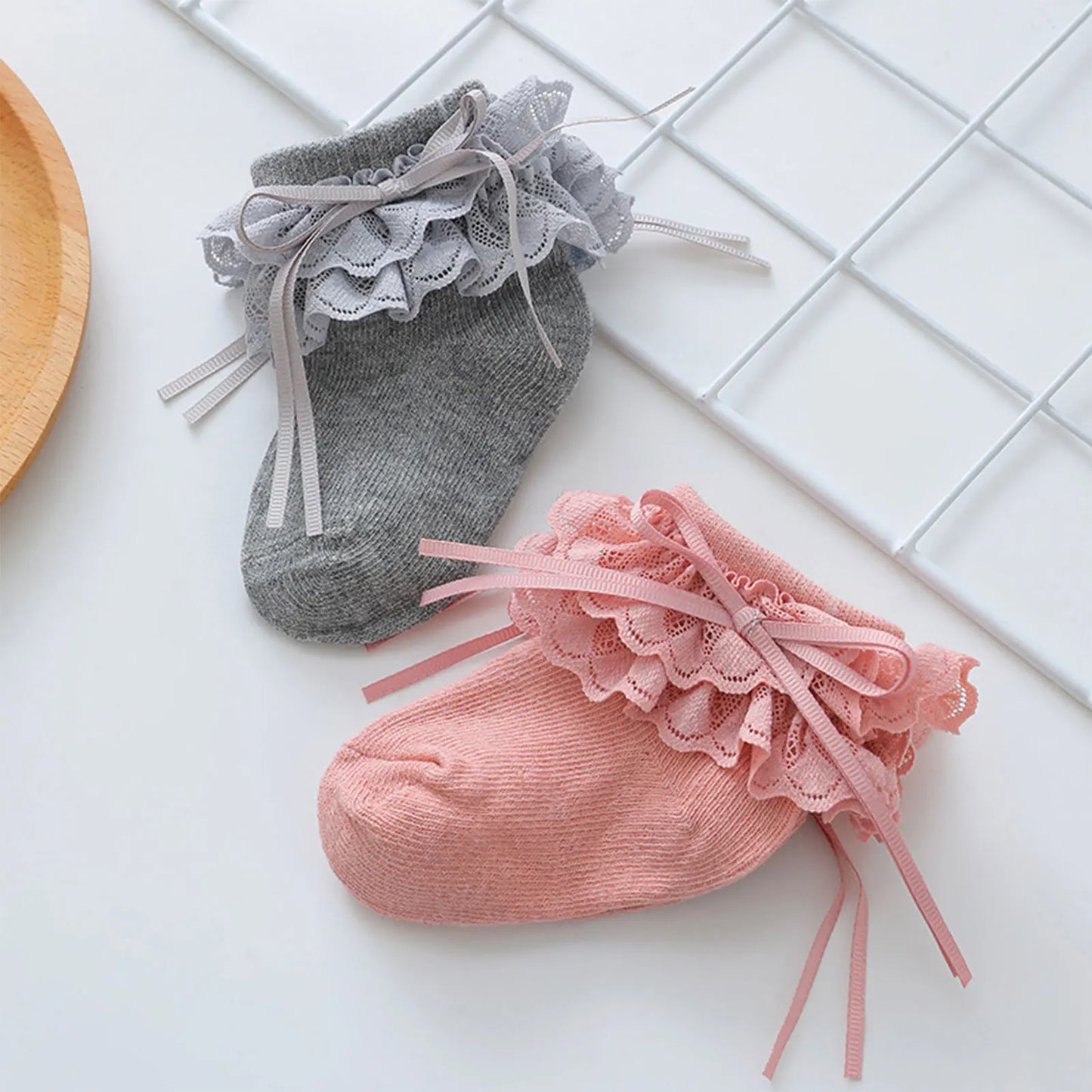 Infant Kids Baby Girls Socks Cute Baby Princess Dress Socks with Lace Bow