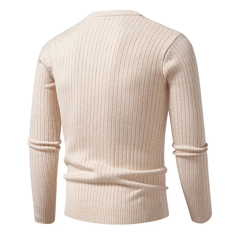 Slim Fit O-Neck Knit Pullover - Solid Colour Warm Sweater Unisex